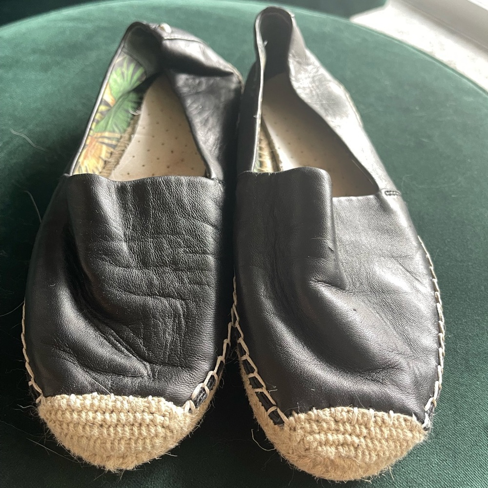Sam Edelman Black leather espadrilles very comfortable with foam cushion sole